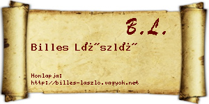 Billes László névjegykártya